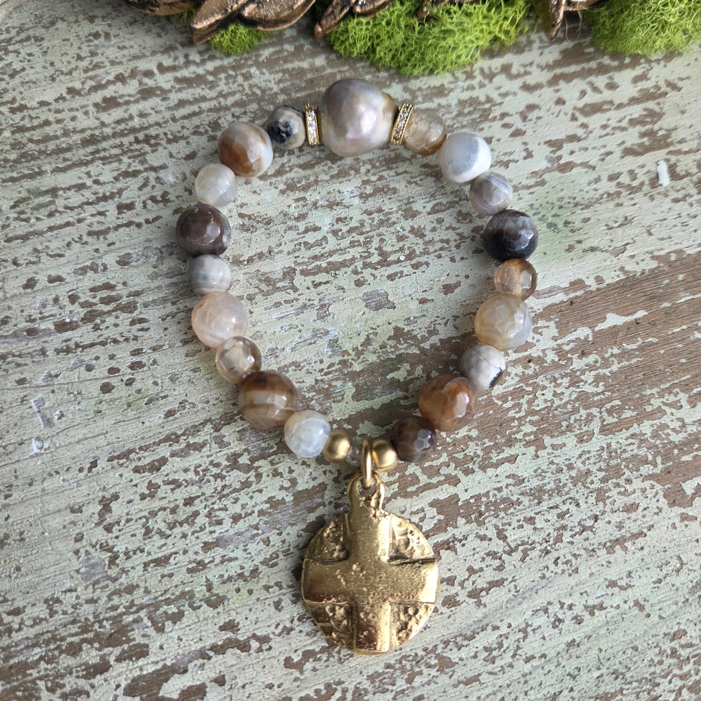 Baroque Pearl Boho Cross/Heart