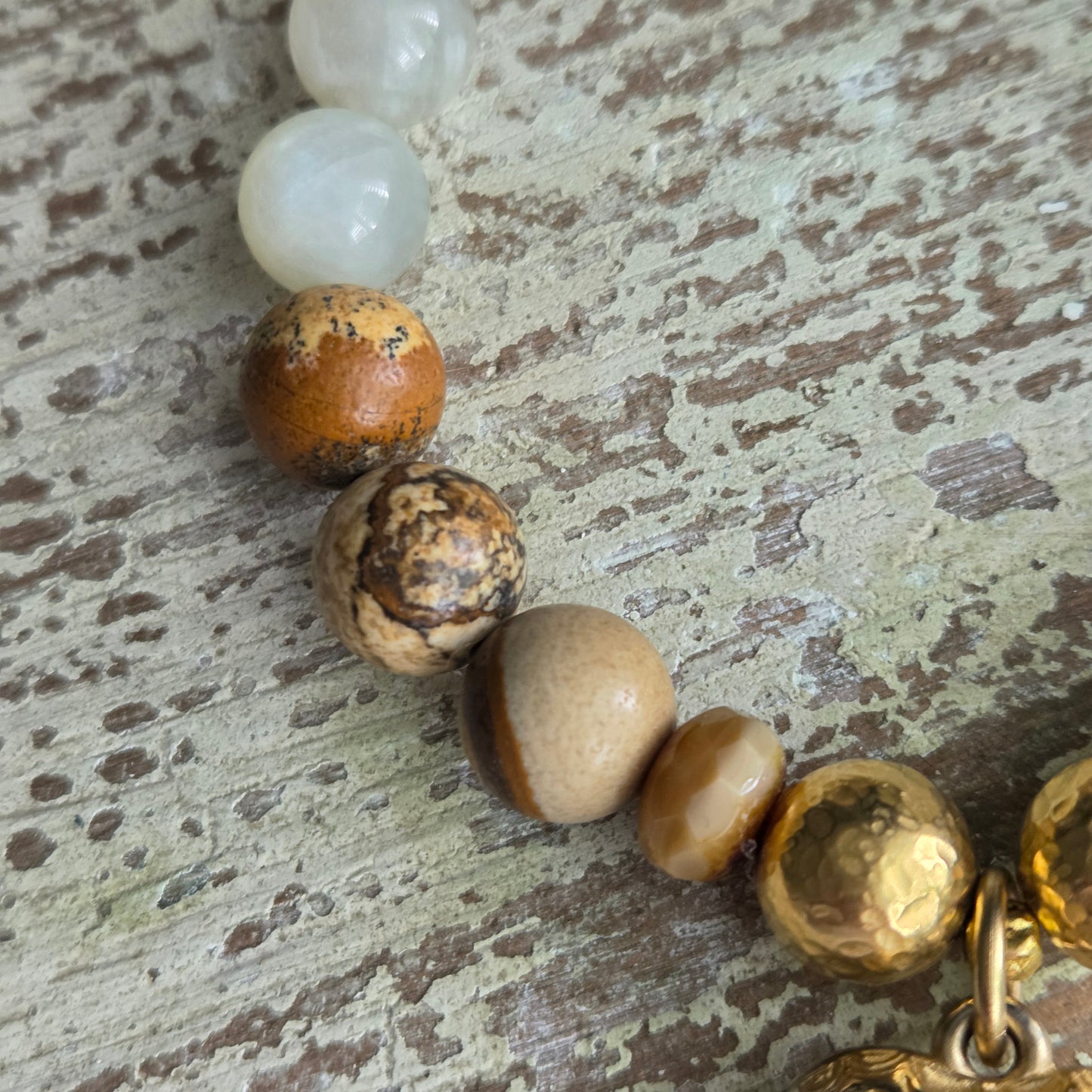 Moonstone & Jasper Vintage Heart Bracelet
