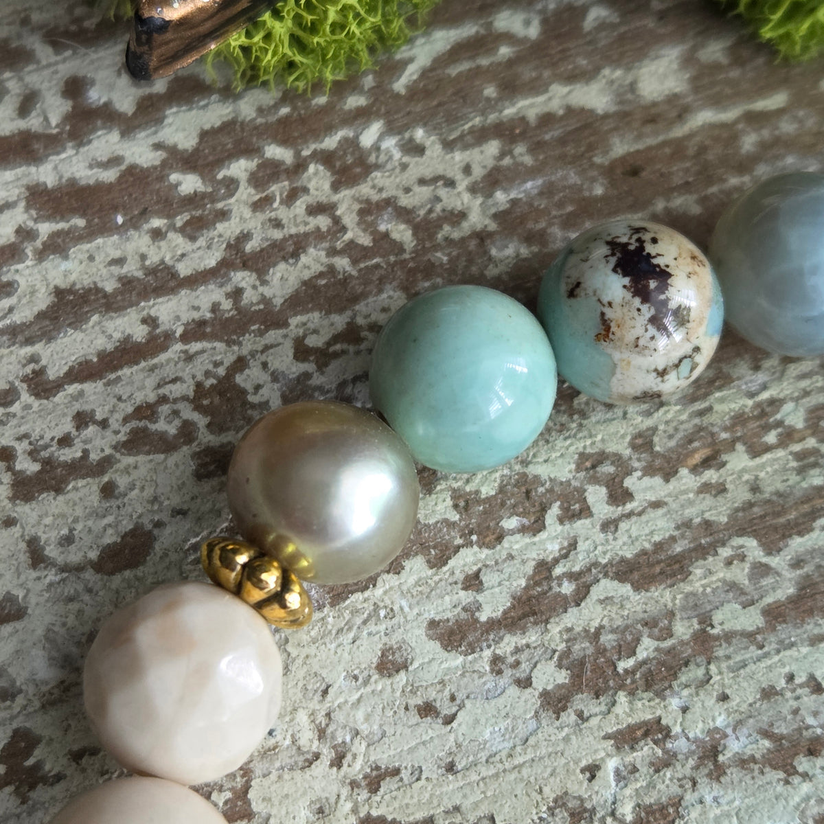 Aqua Terra Agate Swarovski Rose Bracelet