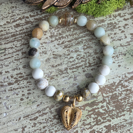 Amazonite Filigree Heart