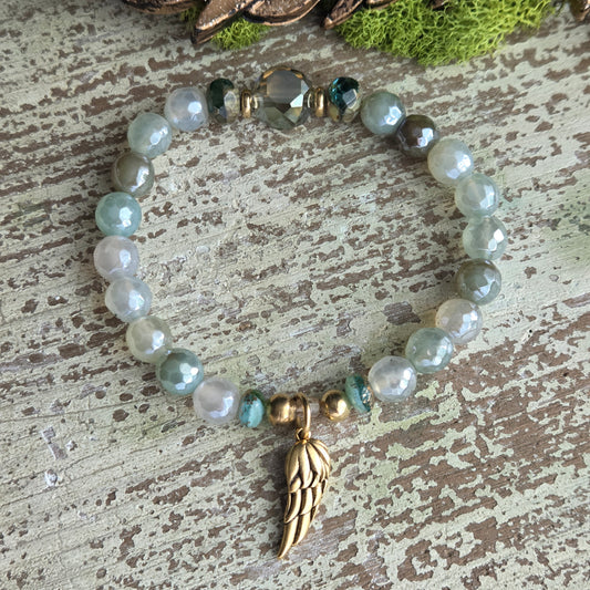 Mystic Harvest Agate Angel Wing Bracelet