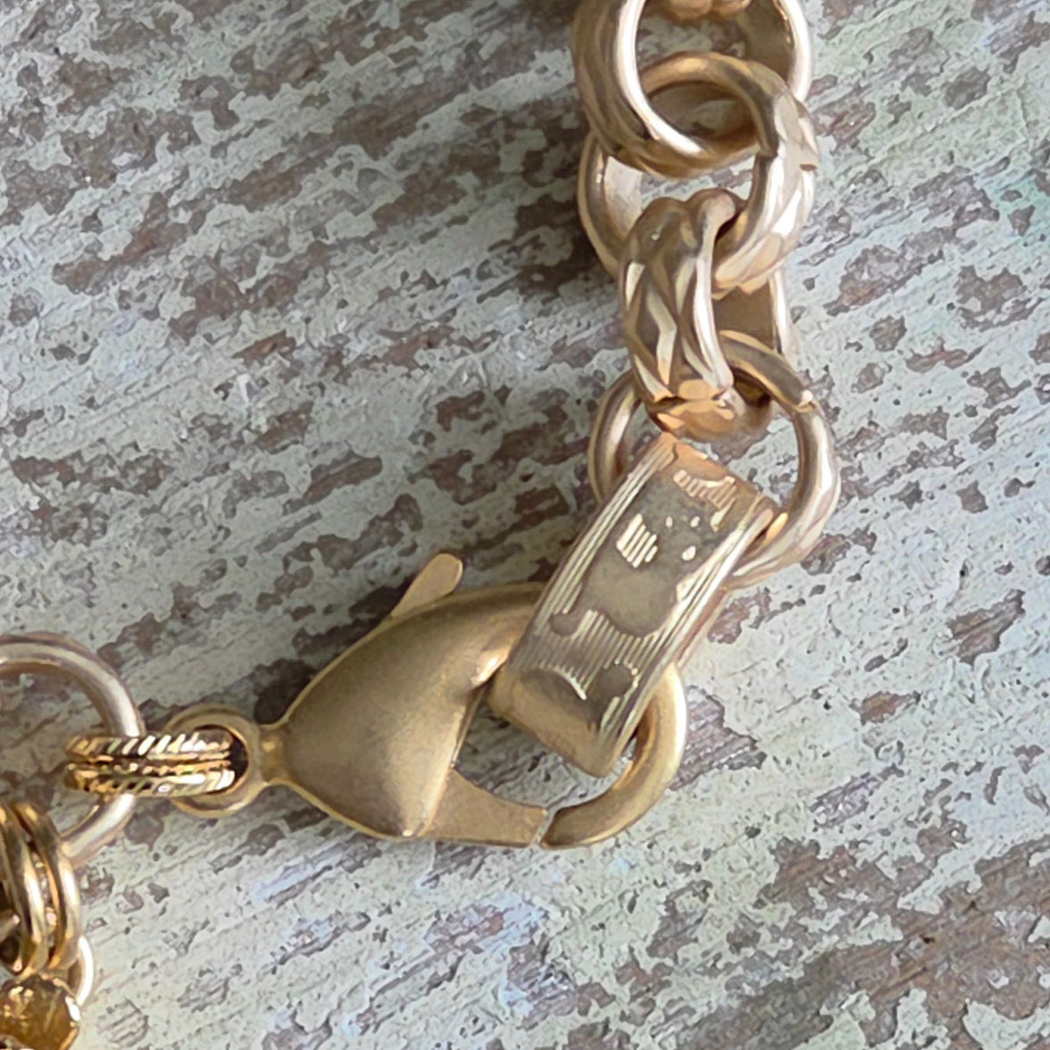 Matte Gold Heavy Link Chain w/Peony Flower Bracelet