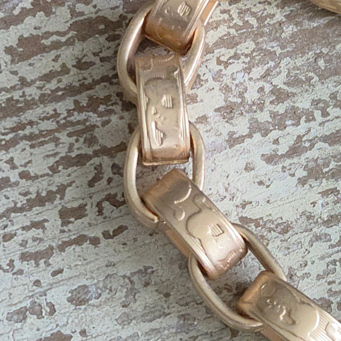 Heavy Link Chain Bracelet w/Old World Boho Crown Heart