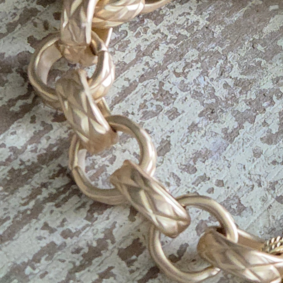Satin Gold Heavy Link Bracelet w/Old World Boho Crown Heart