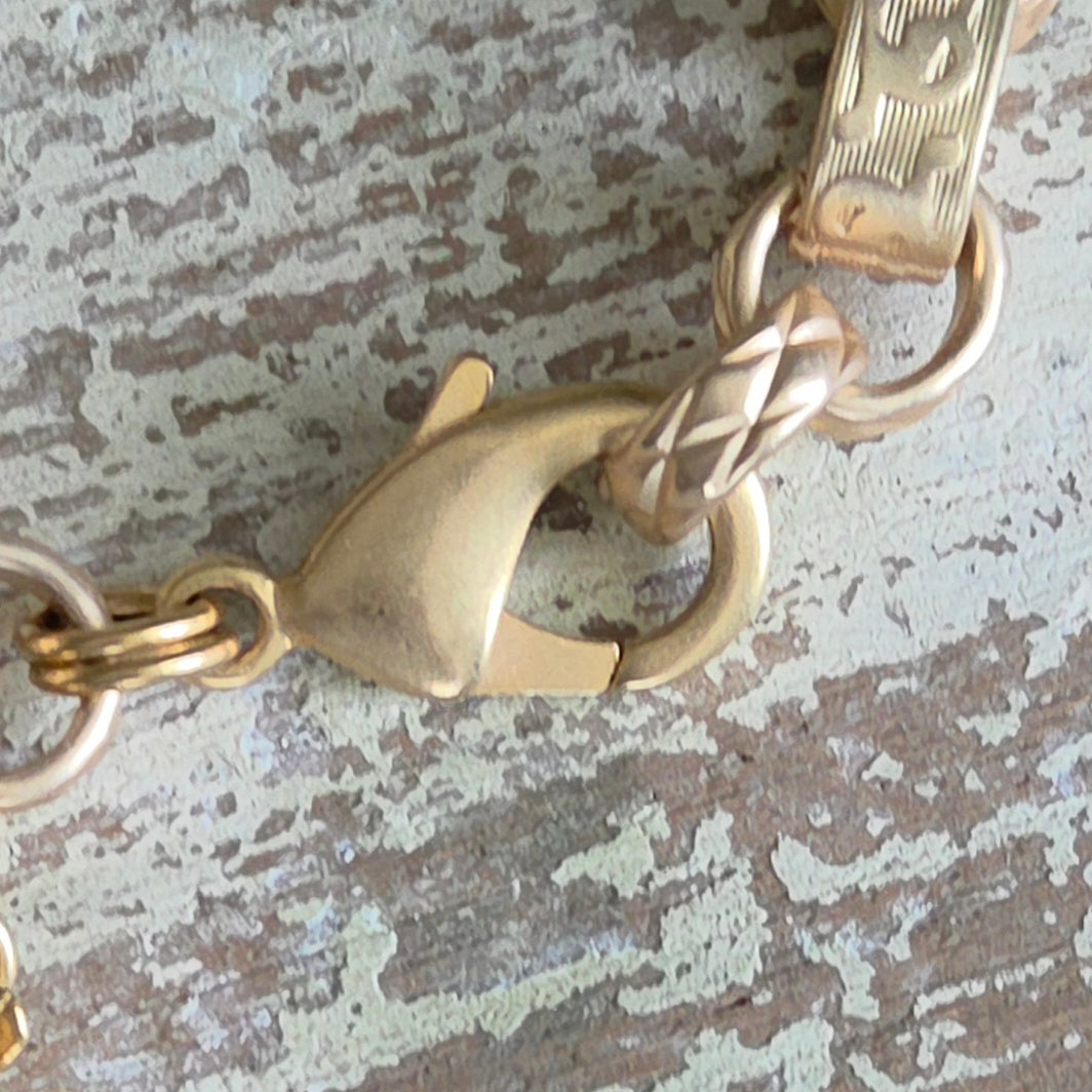 Heavy Link Chain Bracelet w/ Flower charm