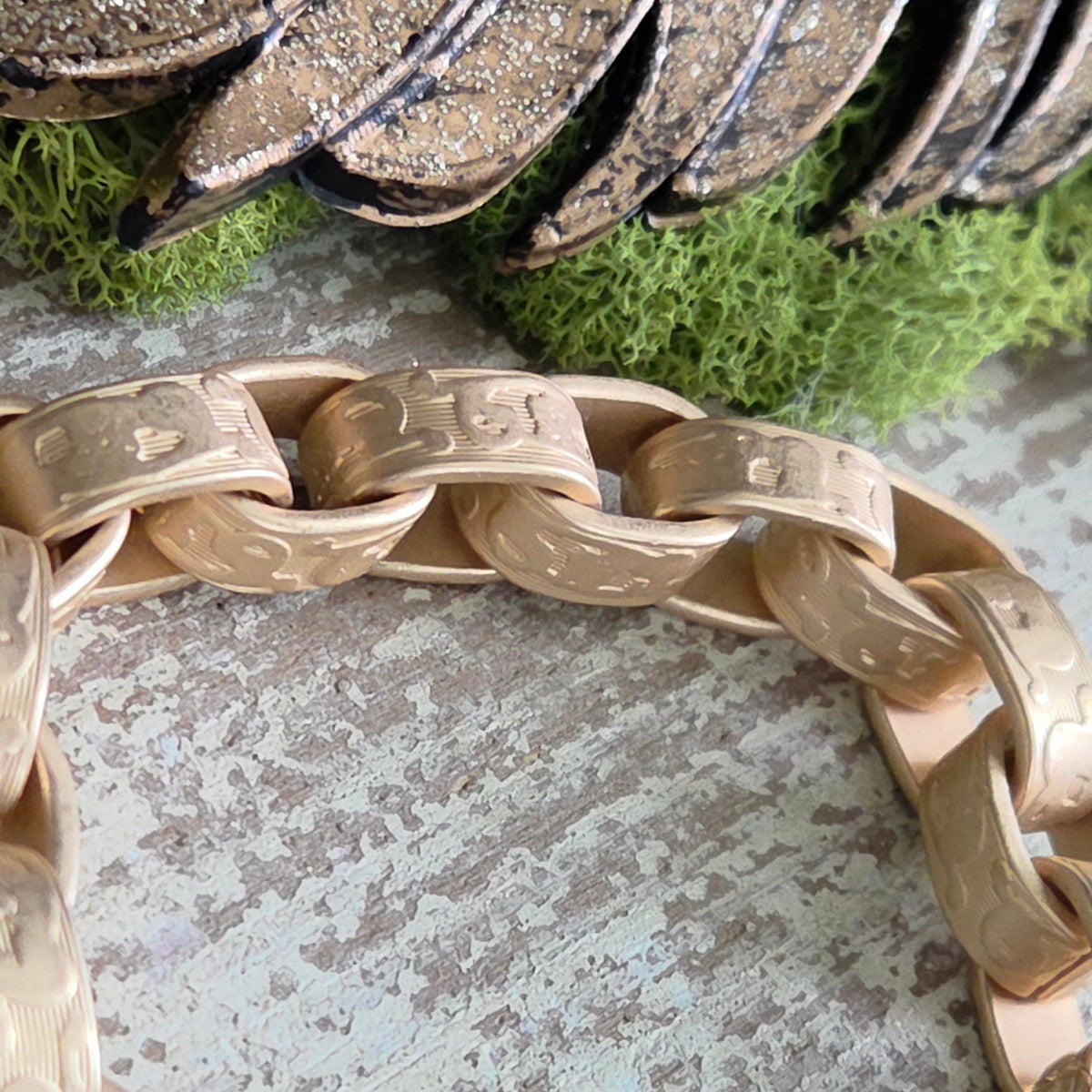 Heavy Link Chain Bracelet w/ Flower charm