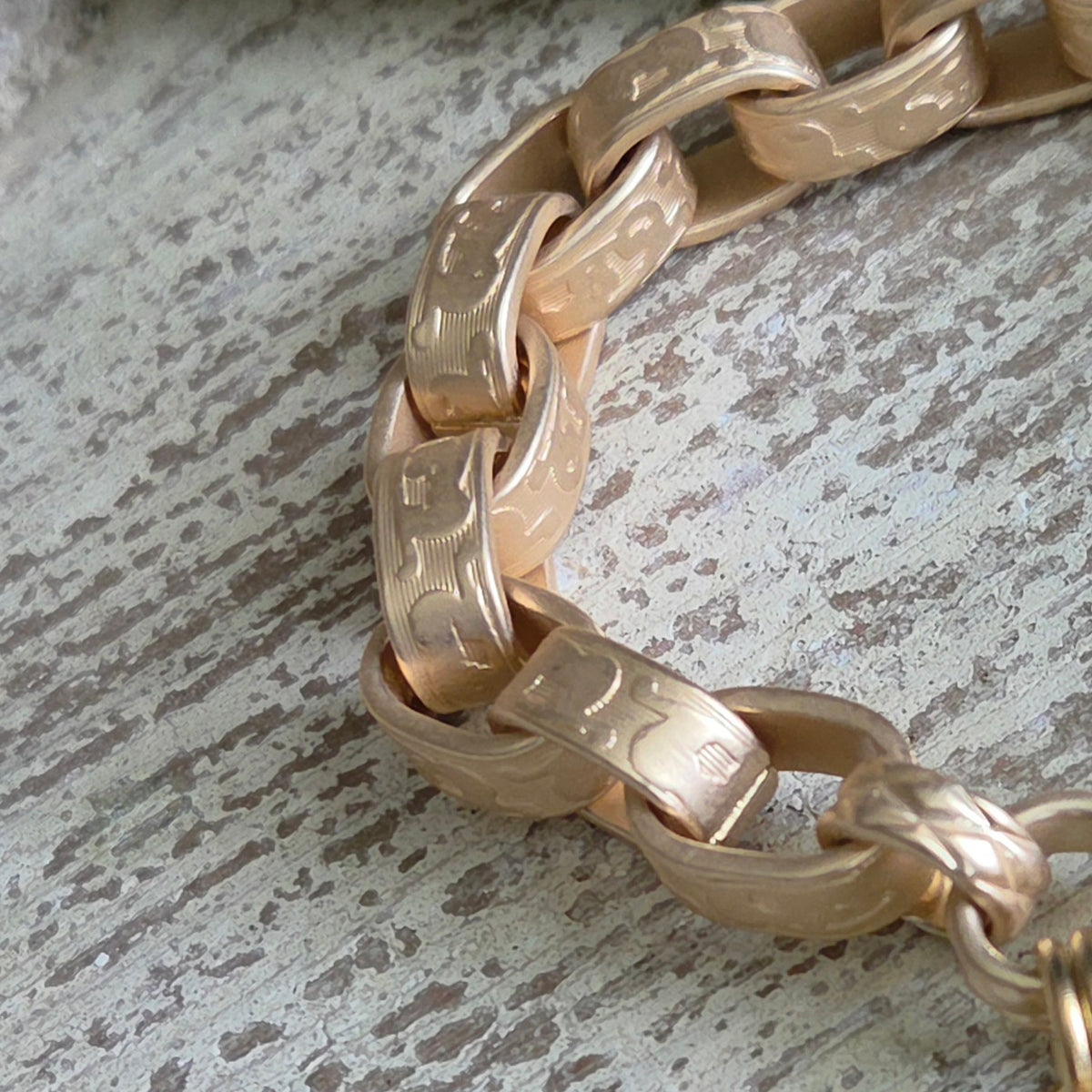 Heavy Link Chain Bracelet w/ Flower charm