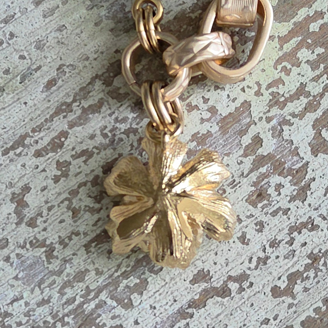 Heavy Link Chain Bracelet w/ Flower charm