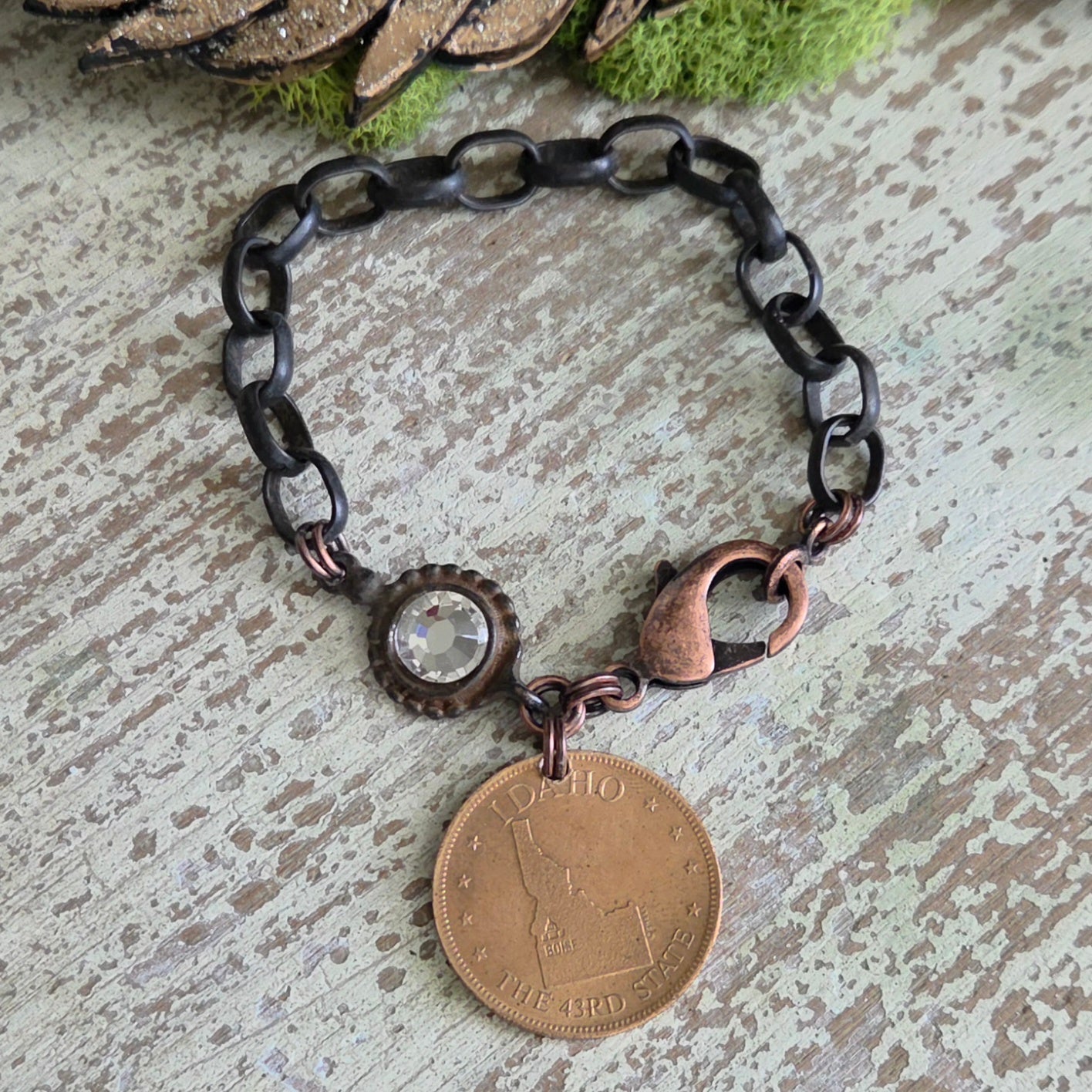 Vintage State of Idaho Coin Bracelet