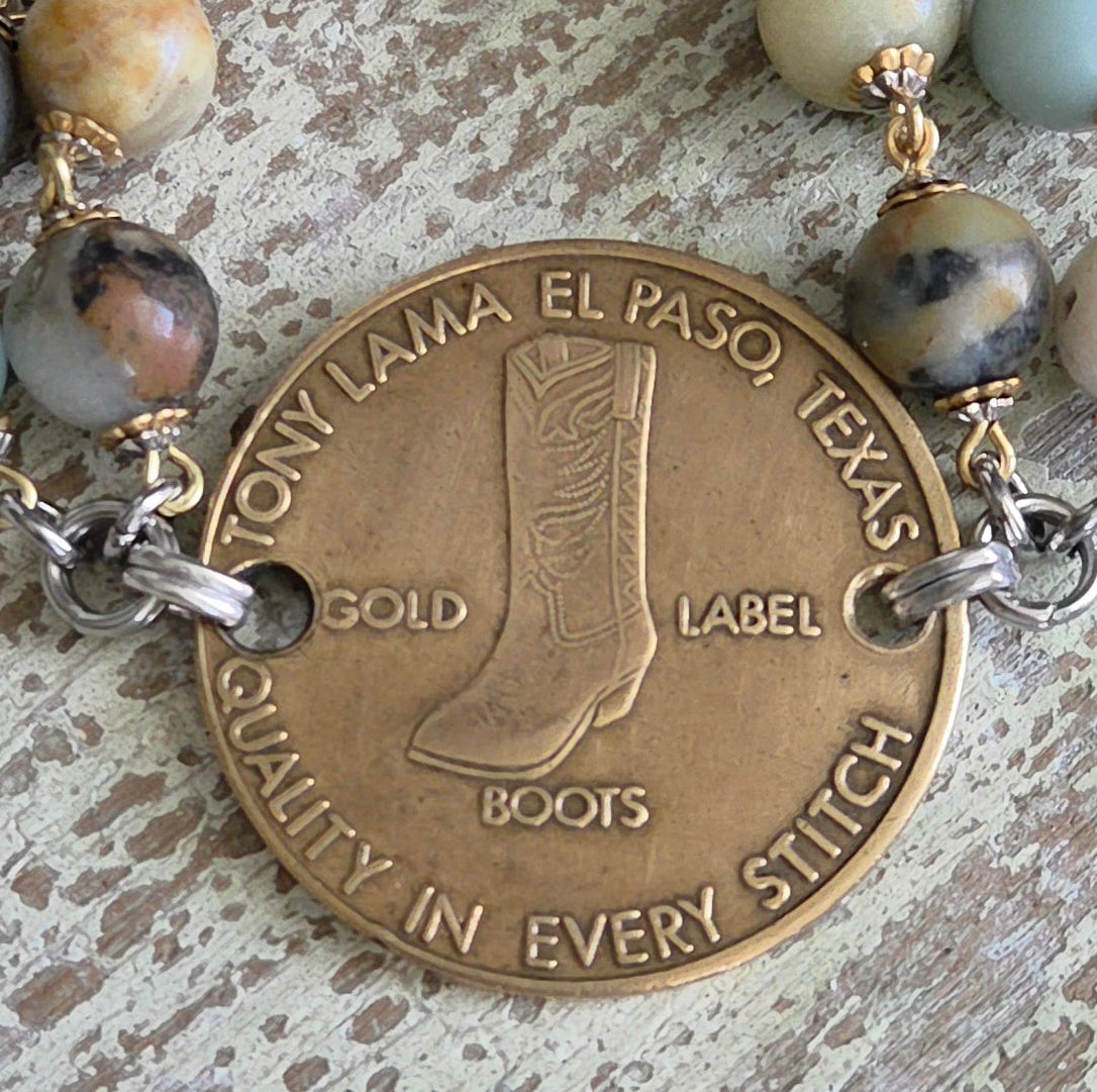 Early 1970's Tony Lama Boot Company Advertising Token Bracelet