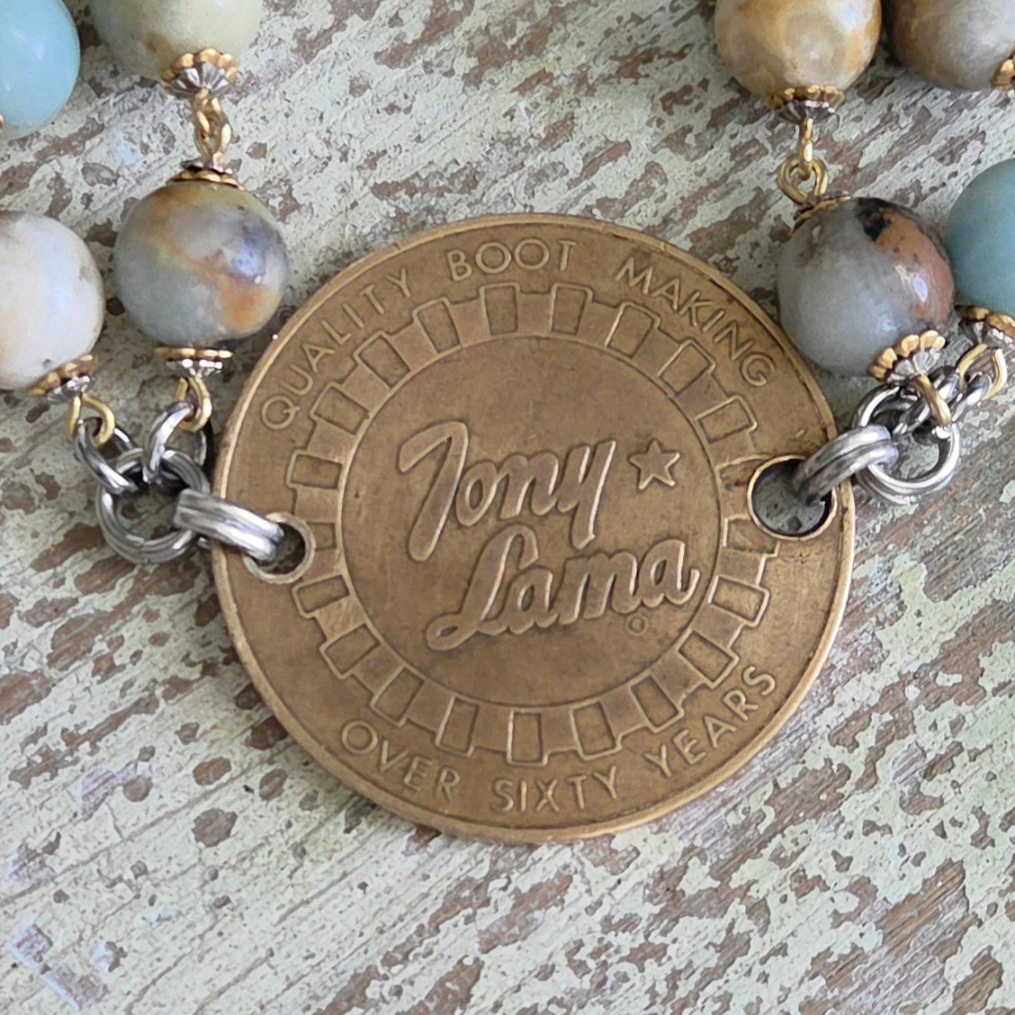 Early 1970's Tony Lama Boot Company Advertising Token Bracelet
