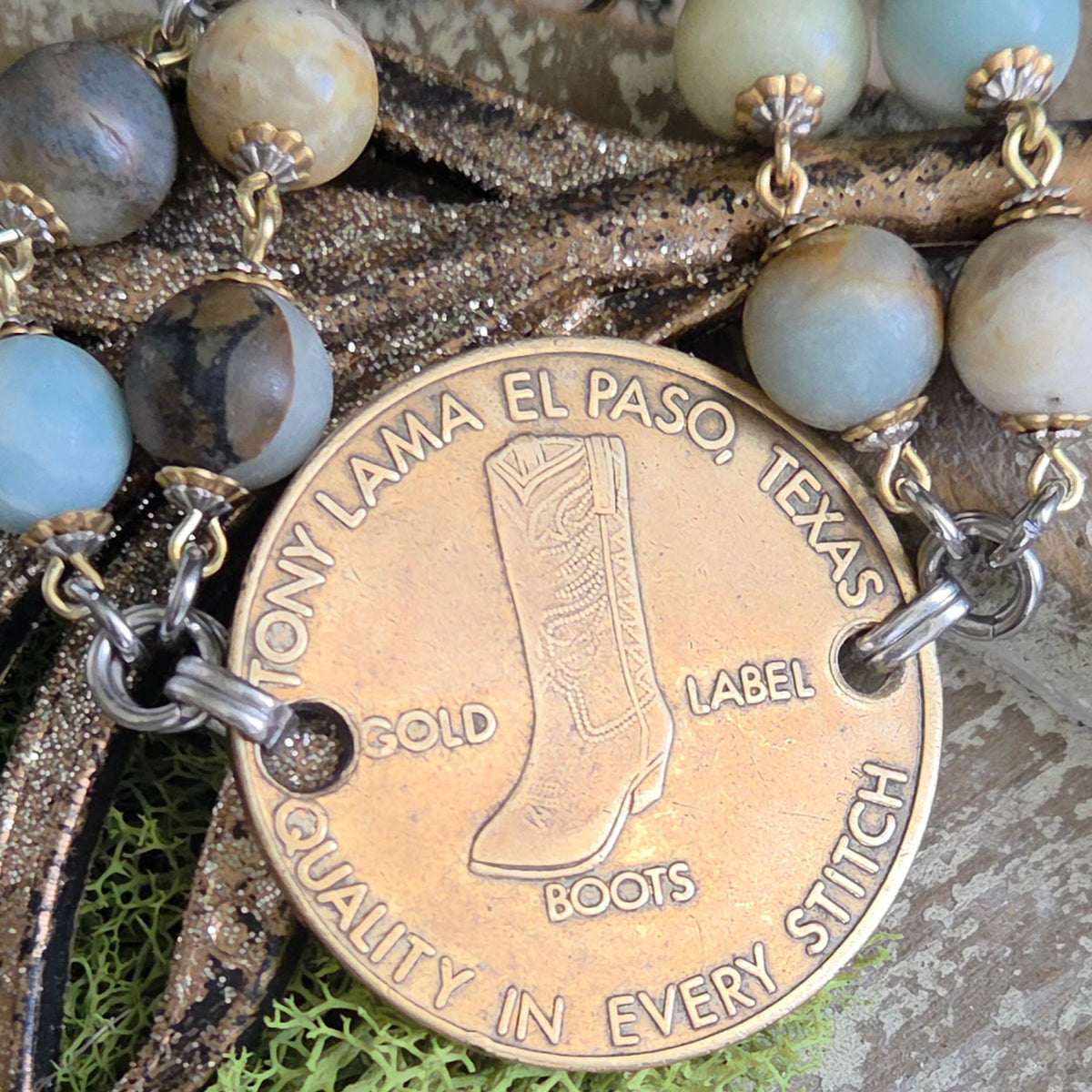 Early 1970's Tony Lama Boot Company Advertising Token Bracelet