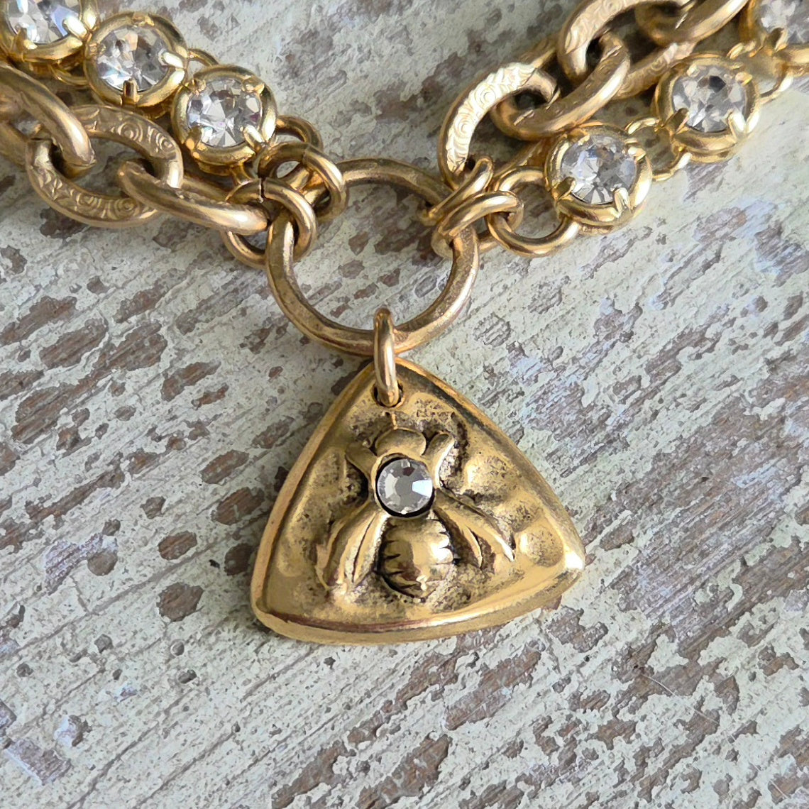Gold Bling Rustic Bee Bracelet