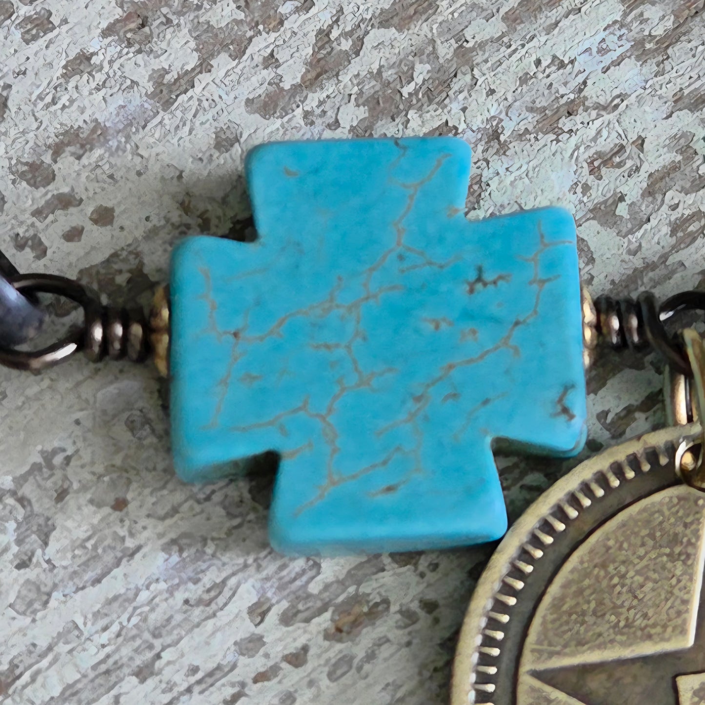 Rustic Turquoise Vintage Texaco Token Bracelet