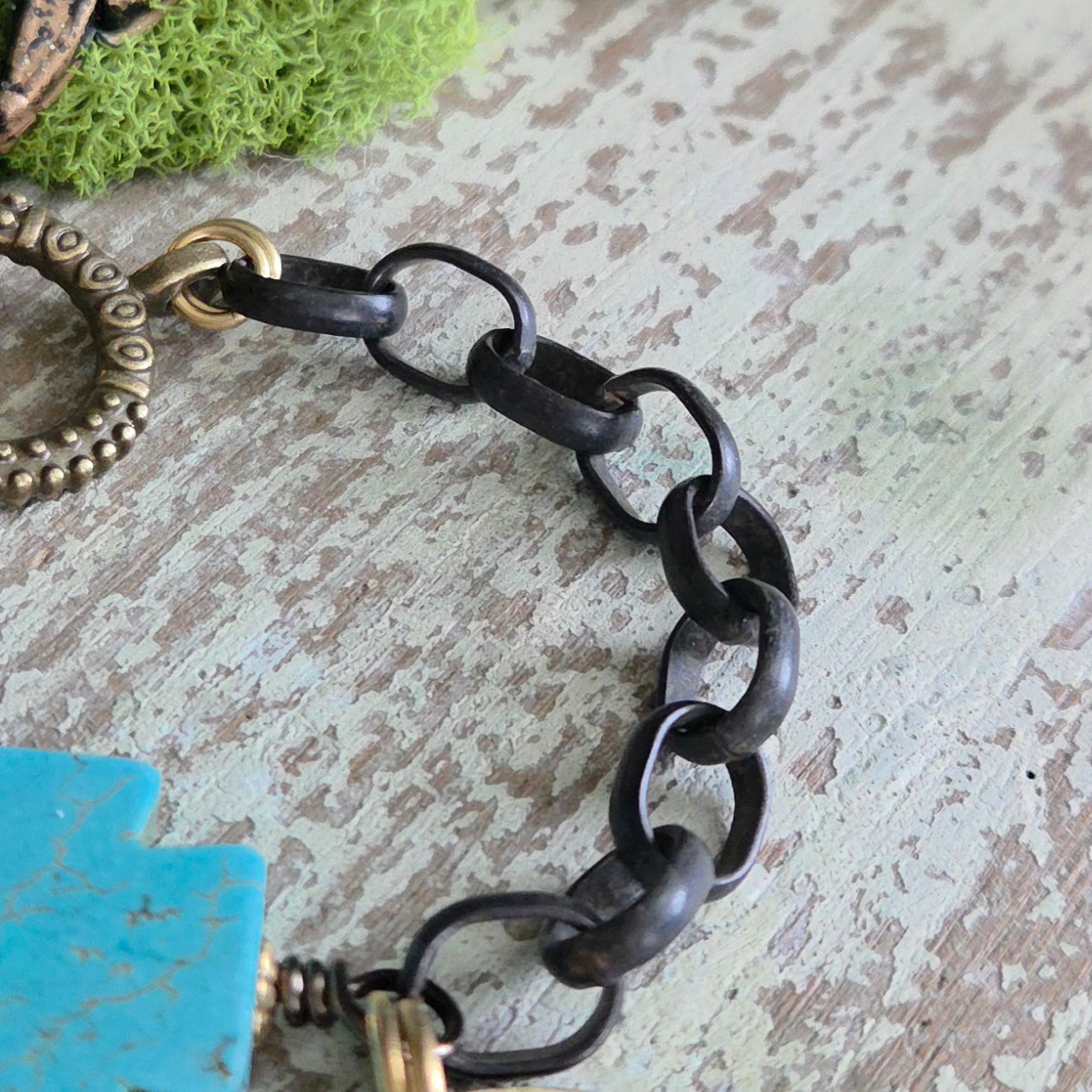 Rustic Turquoise Vintage Texaco Token Bracelet