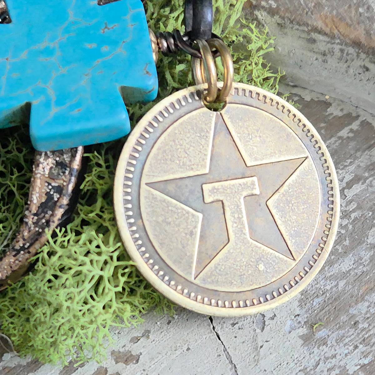 Rustic Turquoise Vintage Texaco Token Bracelet