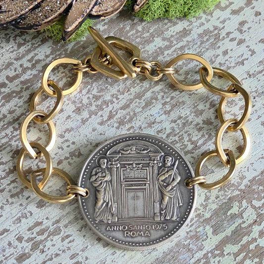 Vintage 1975 Vatican Jubilee Holy Door Coin Bracelet