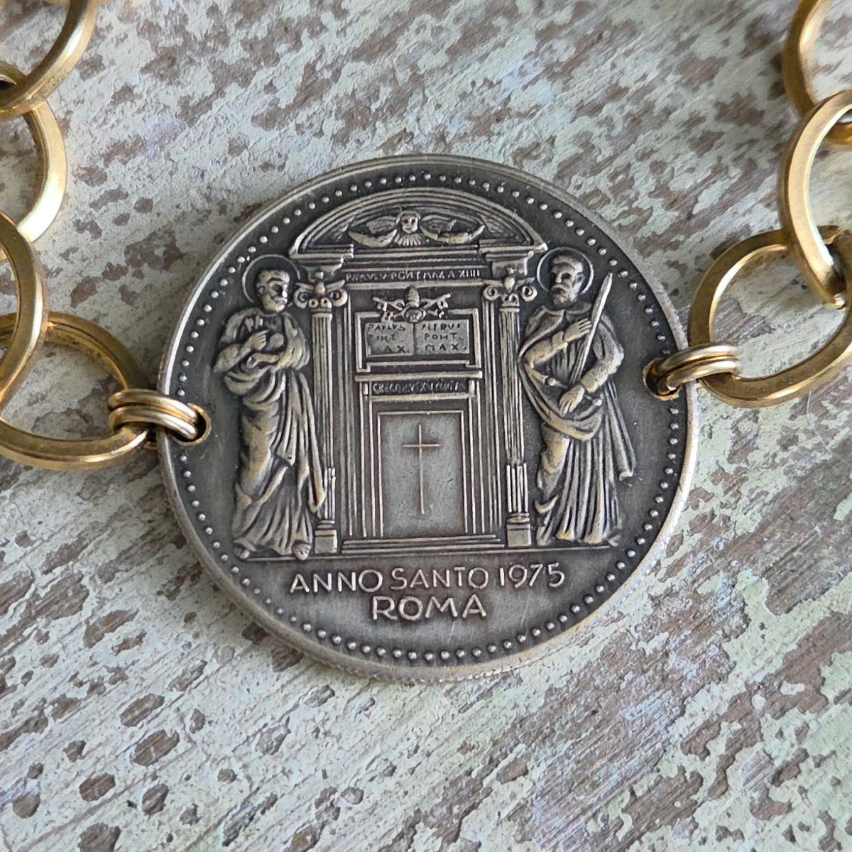 Vintage 1975 Vatican Jubilee Holy Door Coin Bracelet