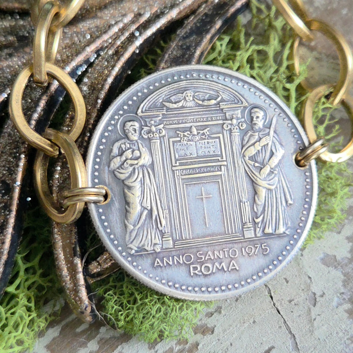 Vintage 1975 Vatican Jubilee Holy Door Coin Bracelet