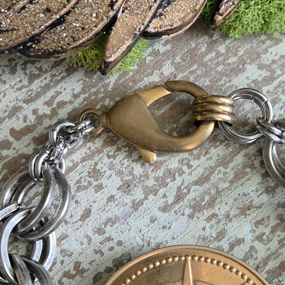 Mixed Metal Vintage Lady Liberty Bracelet