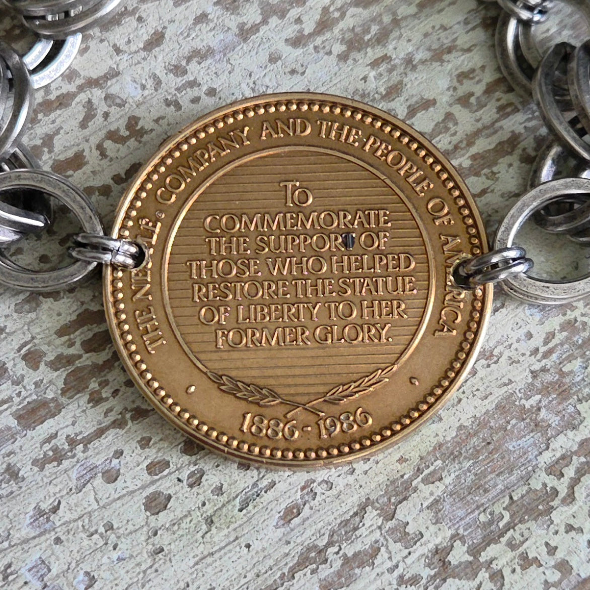 Mixed Metal Vintage Lady Liberty Bracelet