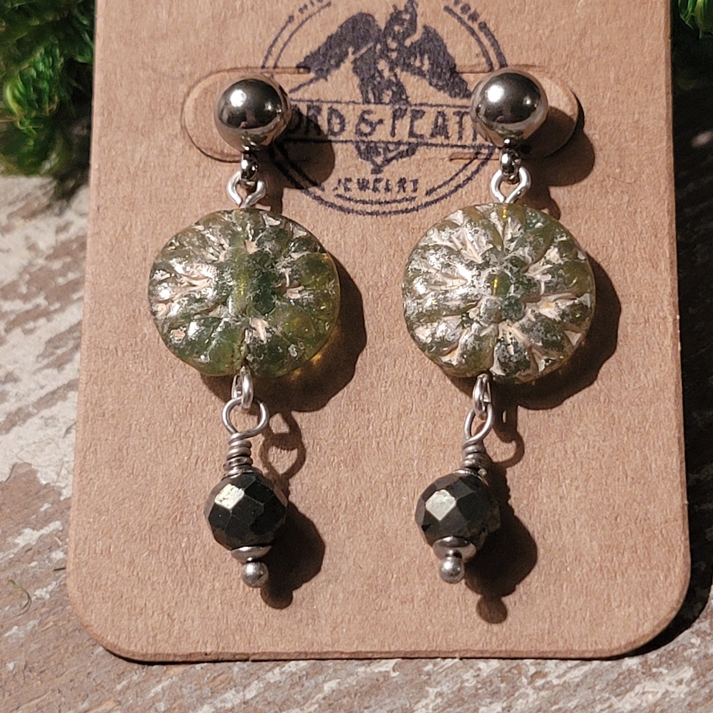 Green Opal Dahlia  earings