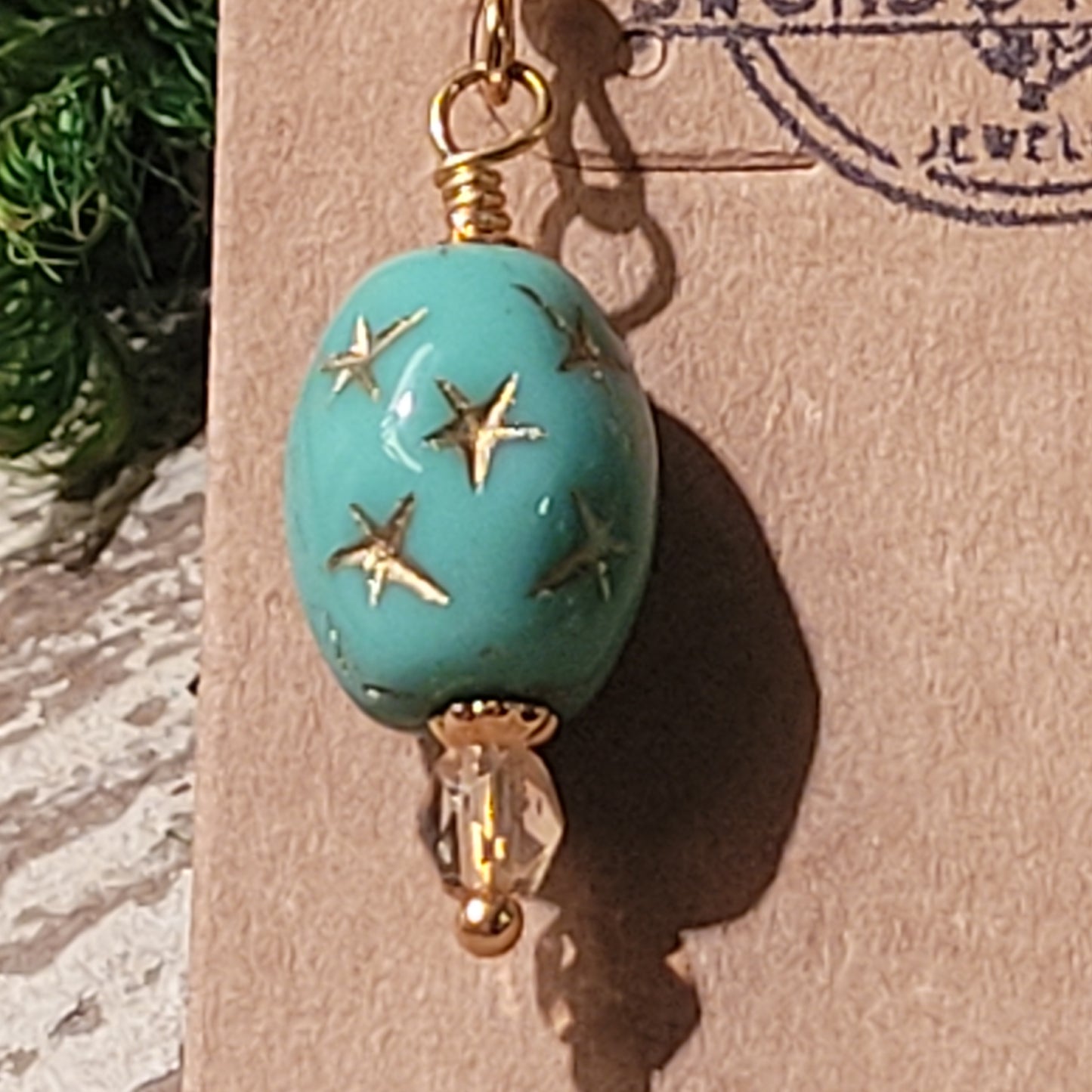 Turquoise Czech Star earings