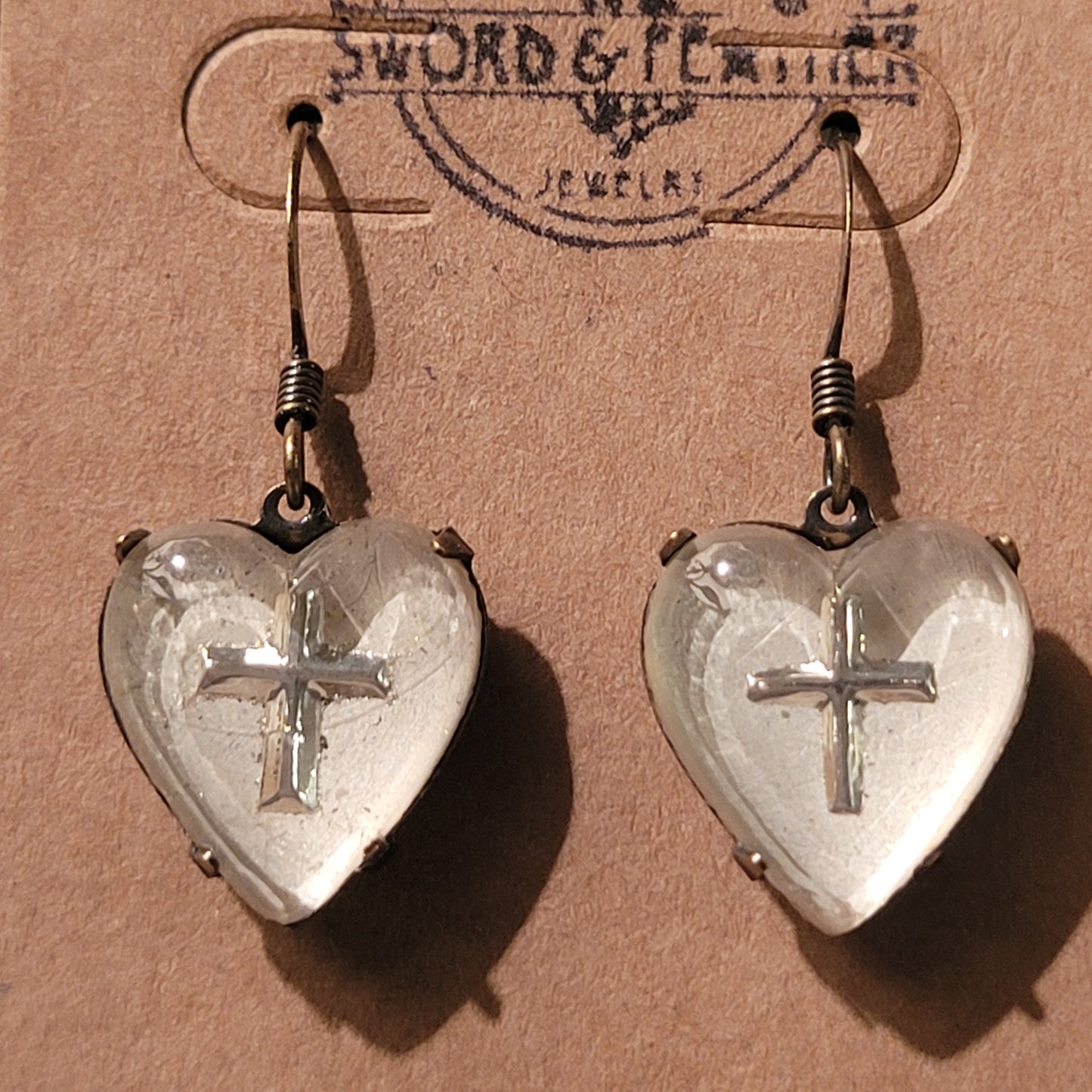 Vintage Swarovski Cross Heart earings