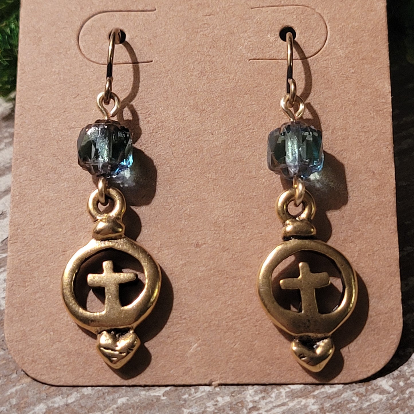 Gold Ex Voto cross earings