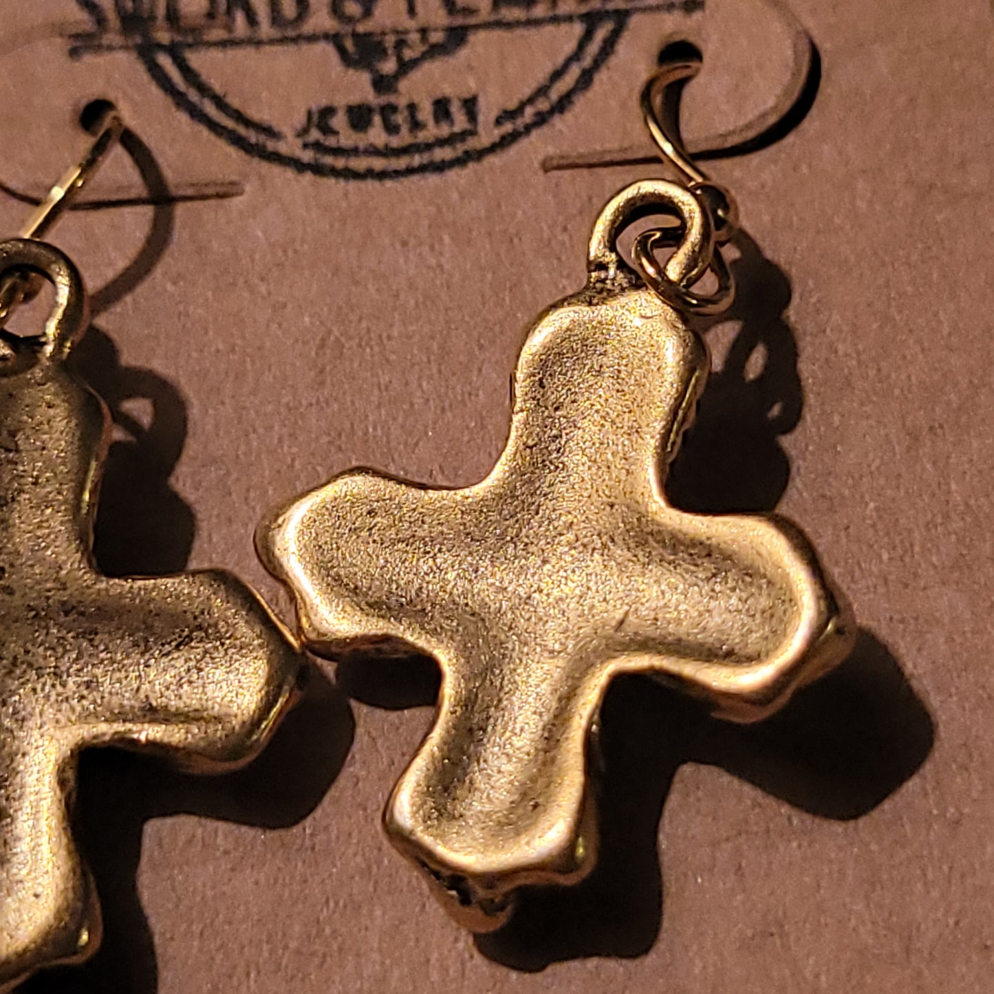 Gold Dotted Cross earings