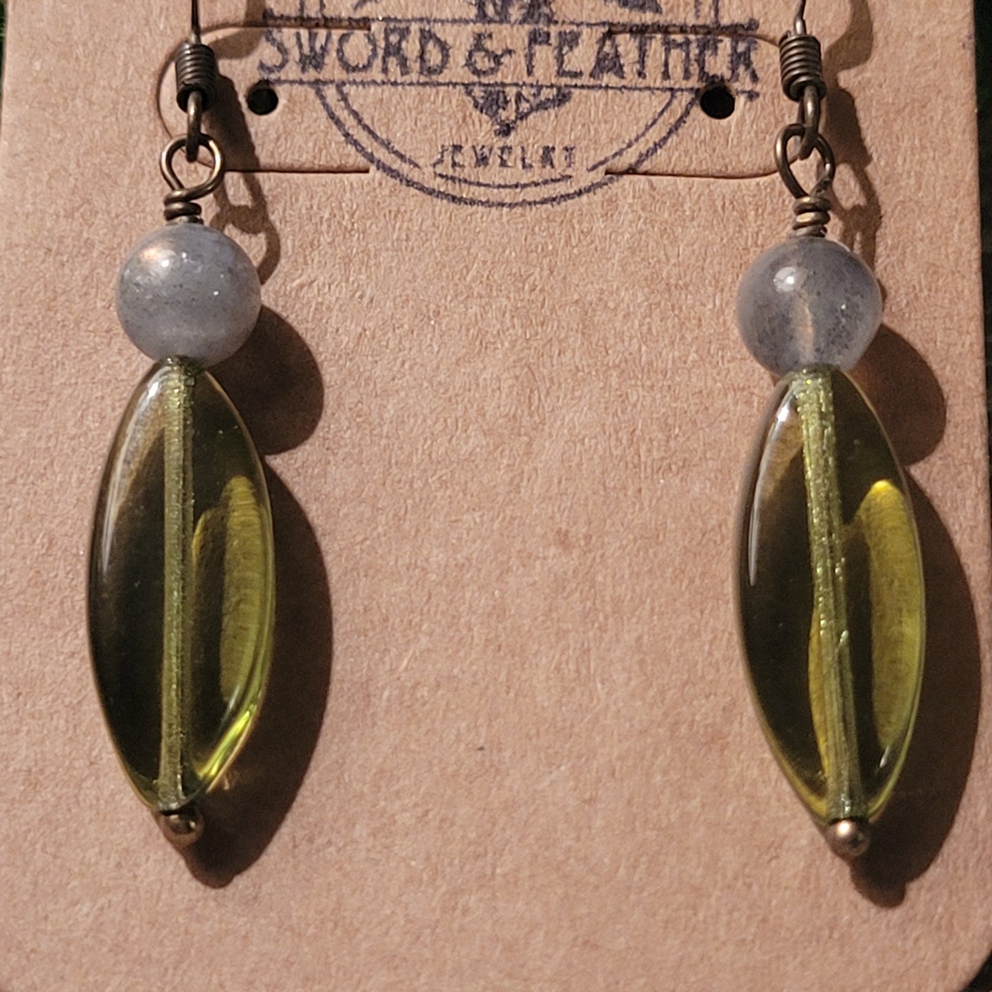 Green Dagger Labradorite earings