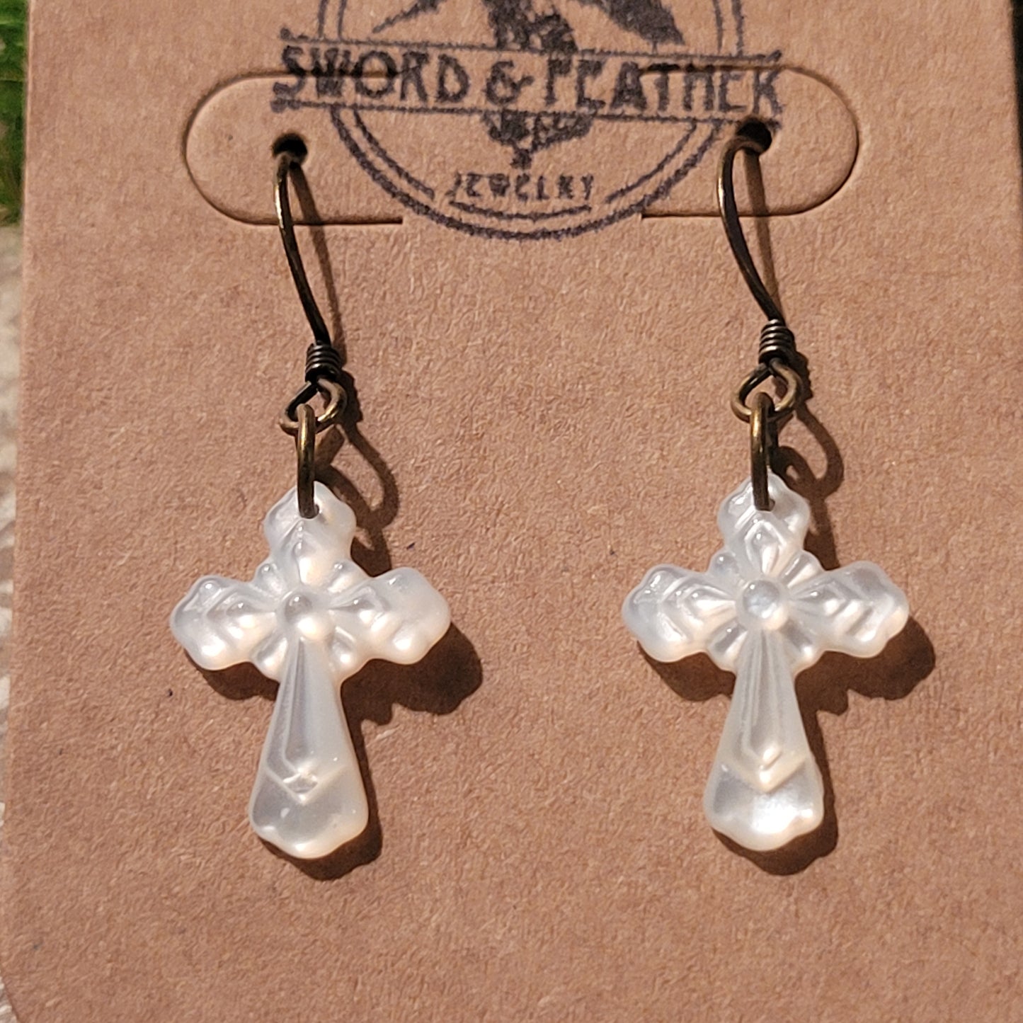 Mother-of-Pearl Cross earings