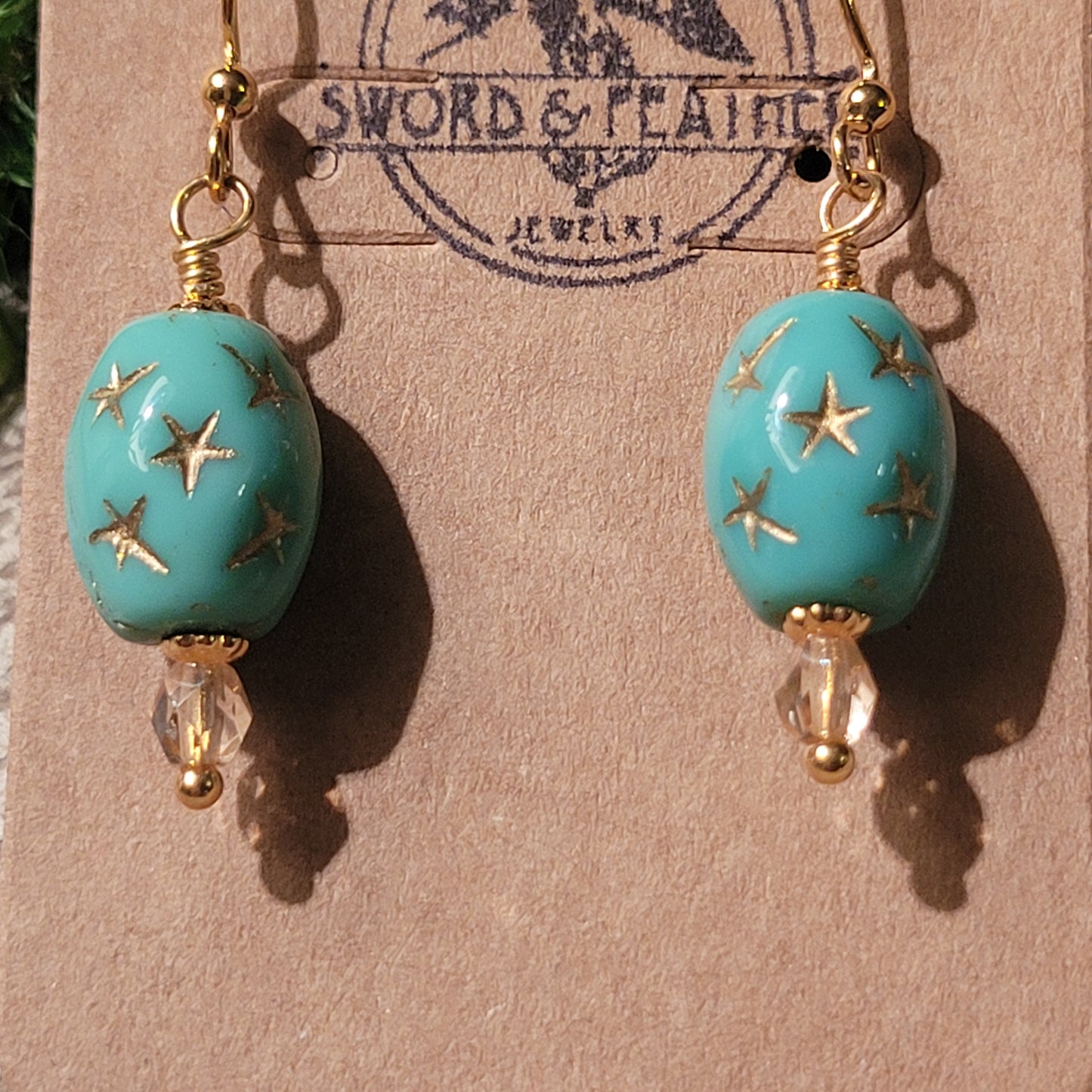 Turquoise Czech Star earings